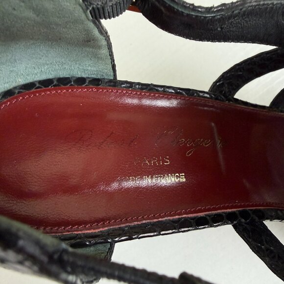 Robert Clergerie Gladiator Platform Heel Sandals In Black Snake Leather - Picture 9 of 12